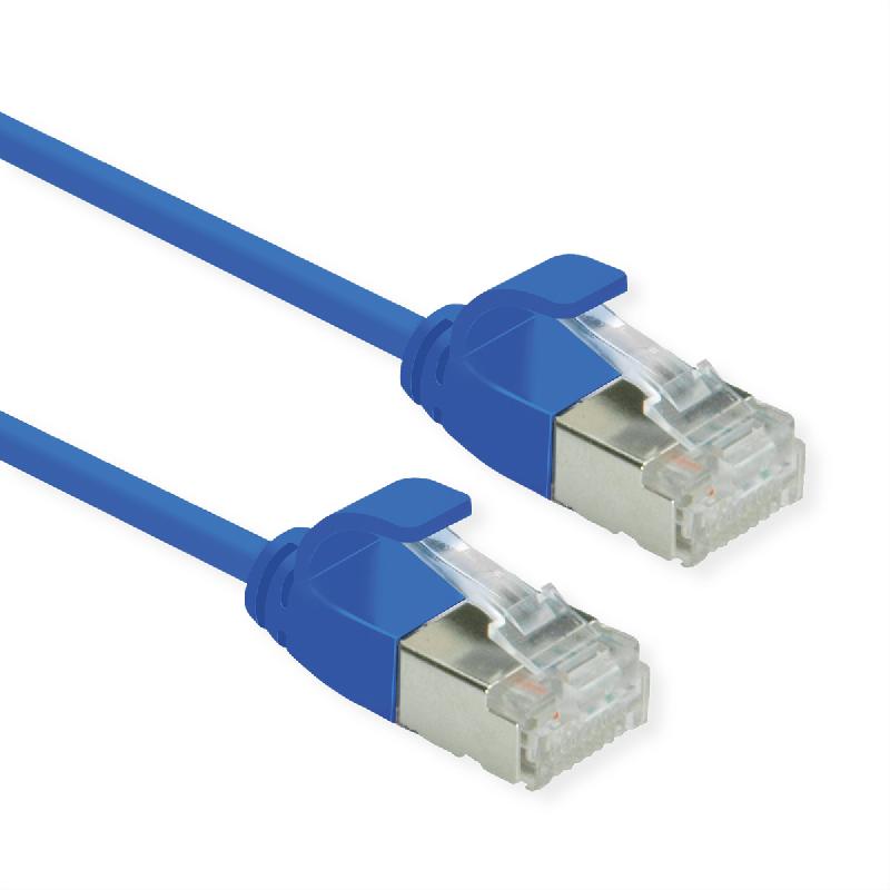 ROLINE Cordon DataCenter U/FTP Cat.6A (Classe EA), LSOH, slim, bleu, 5 m_0