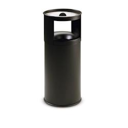 Stil Casa corbeille auto-extinguible avec cendrier, acier peint, Ø 31xh. 80 cm, bord inférieur en plastique de protection du sol, 40 litres, noir. -_0