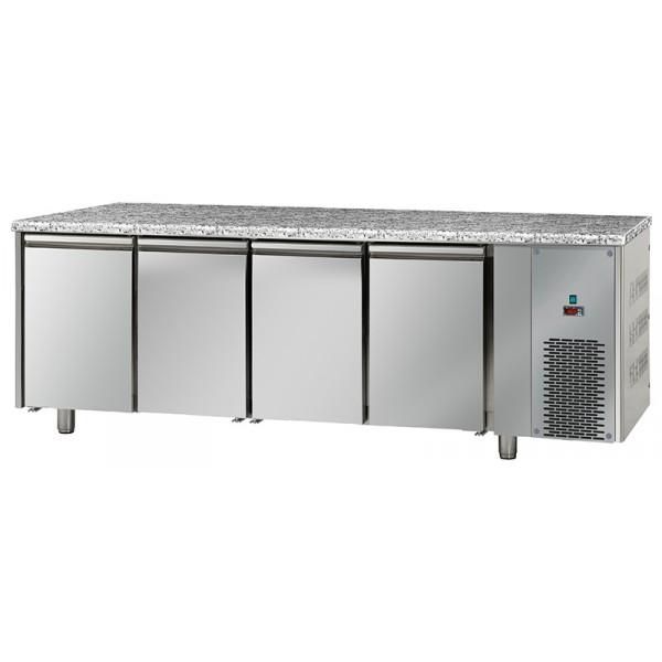 Table réfrigérée négative 4 portes en inox avec dessus en granit - capacité 670L - température -18/-22°C_0