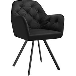 TecTake GmbH tectake Fauteuil pivotant 180° en velours rembourré motif matelassé noir - 405339 - noir 405339_0