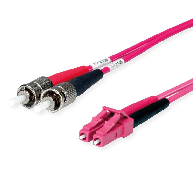 TELEGÄRTNER Câble adaptateur duplex 50/125 OM4, 2x ST, 1x LC Duplex, violet, 3 m_0