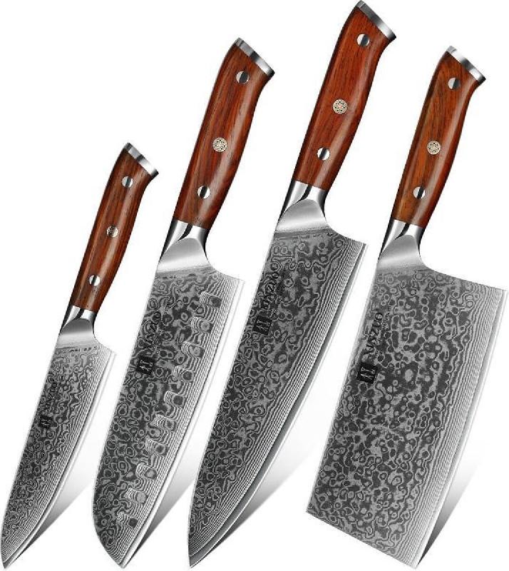 XinZuo - Set de couteaux Damas 4 pièces - Série B13R Yu - multicolore multi-matériau B13R-A4_0
