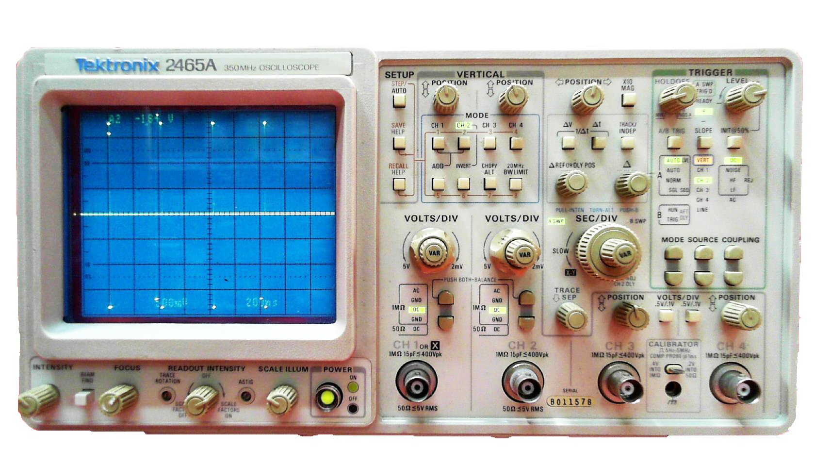 2465A - Oscilloscope analogique Tektronix - 350 MHz - 4 canaux - affichage monochrome_0