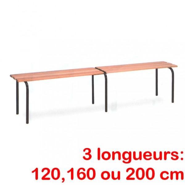 Banc vestiaire sans dossier - pieds Epoxy noir - 1200 mm - 3 lames en hêtre vernis_0
