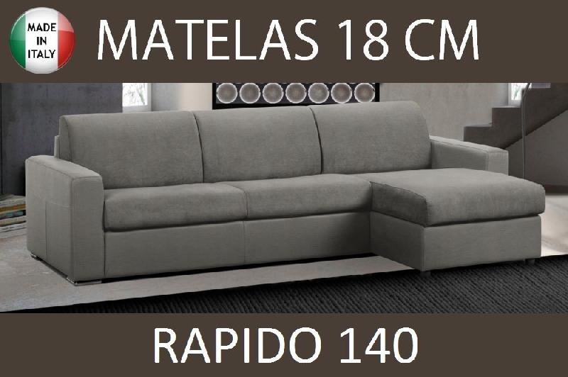 CANAPÉ D'ANGLE RÉVERSIBLE EXPRESS MASTER COUCHAGE 140CM MATELAS 18CM VELOURS  GRIS SILVER_0