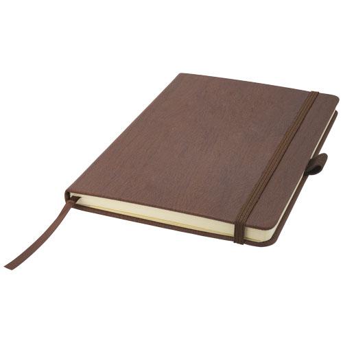 Carnet A5 apparence bois - Wood-look à couverture rigide - 80 pages lignées, élastique de fermeture et boîte cadeau_0