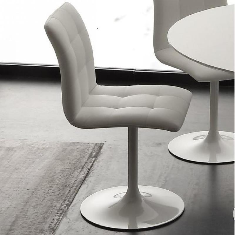 Chaise AERA - Polyuréthane sable - Piètement pivotant métal laqué blanc - Design contemporain_0