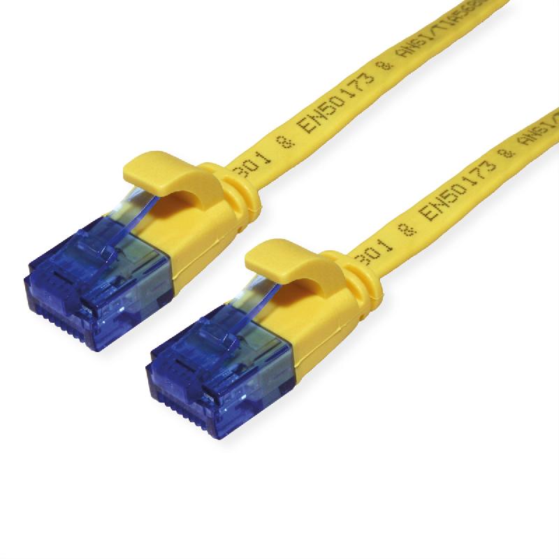 Cordon VALUE Cat.6A (Classe EA) UTP confectionné, plat, jaune, 0,5 m_0