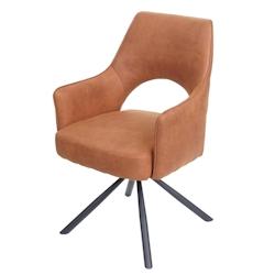 Décoshop26 - Chaise de salle à manger fauteuil rotatif en tissu aspect daim marron 04_0006333 - marron 3000261712268_0
