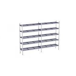 Distform Rayonnage en Inox avec Clayettes 5 Niveaux en Polypropylène P.500mm et H.1800mm Acier inoxydable 3190x500x500x1800mm - 641094620622_0