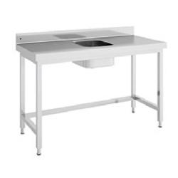 ERATOS Table Du Chef Profondeur 600 - Bac Central - Sans Etagere Avec Renfort - 1200X600X850 - Livree Demontee MCCD60-120C - Acier inoxydable 18/10 MC_0