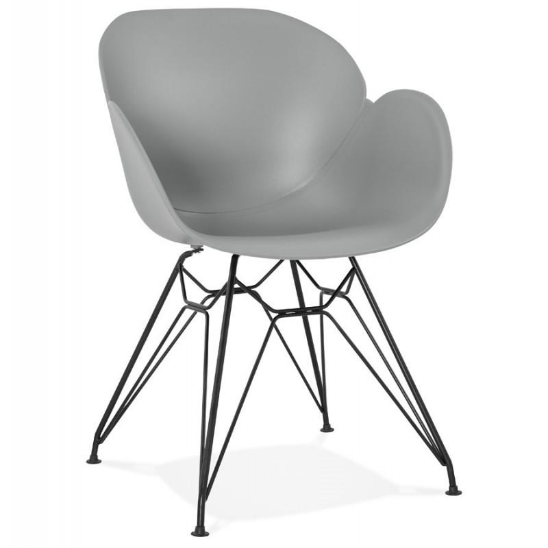 Fauteuil design NASA gris 82 cm - Paris Prix - Polypropylène & Métal, protection pour sols incluse_0