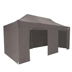 FRANCE BARNUMS - Tente pliante 3x6m avec pack côtés - 6 murs - acier 45mm/polyester 380g - Norme M2 - taupe - gris acier 745_0