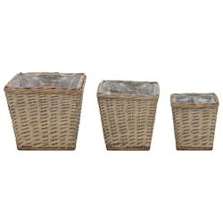Helloshop26 - Jardinière lit surélevé plantes fleurs jardin 3 pièces osier avec doublure en PE 02_0001330 - 3000077011531_0