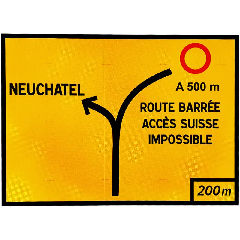 Panneau de voirie temporaire KD42C - Déviation avec mention de ville - Signalisation de carrefours complexes_0