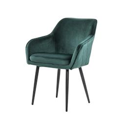 SalesFever Chaise de salle à manger |Revêtement en tissu aspect velours |cadre en métal réglable en hauteur |Matelassage en diamant|vert sapin–n_0