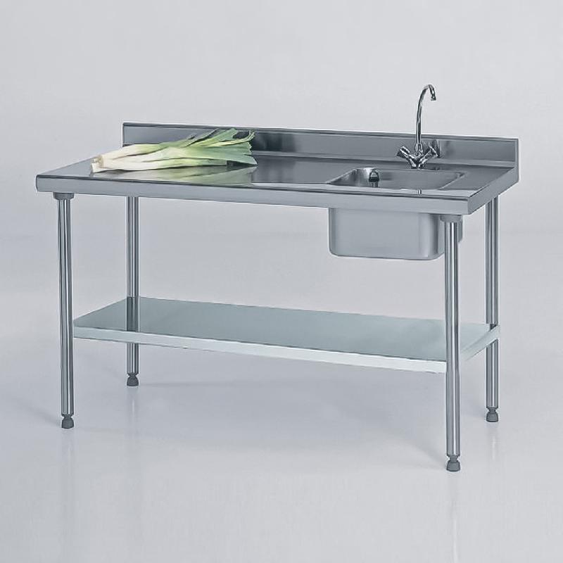Table du chef TS 15N soudée avec robinet à dosseret + étagère largeur 700 mm bac à droite L 400 x P 400 x H 250 mm (Longueur, mm: 1800 Réf-424866-44)_0