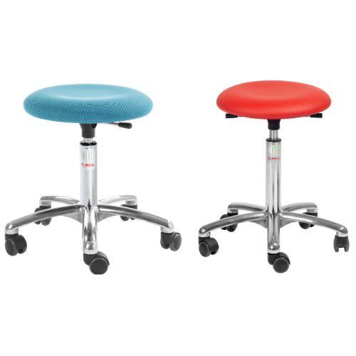 Tabouret professionnel petite enfance - Beta Alu - Imitation cuir rouge - Siège ergonomique Rolléco_0