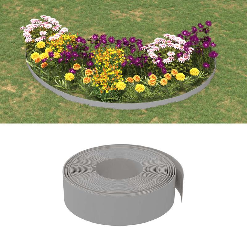 Vidaxl bordure de jardin gris 10 m 15 cm polyéthylène 154396_0