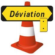 26947 - Panneau temporaire KD22a déviation pour cône K5a - PVC rigide - Dimensions 1000 x 300 mm_0