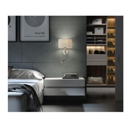 Applique intérieure ovale avec liseuse LED SMD 3W - abat-jour lamellé ovale finition nickel satiné - 8304_0