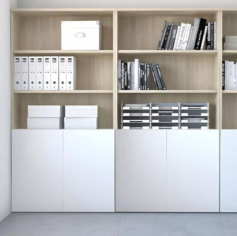 Armoire bibliothèque avec 2 portes poussoir - 3 étagères - hauteur 196 cm (4 largeurs au choix) So Madrid_0