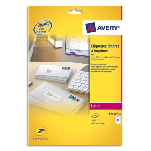 Avery pochette de 240 étiquettes laser blanc 63.5x33.9mm blanc l71159-10 (spéciales mon timbre en ligne)_0