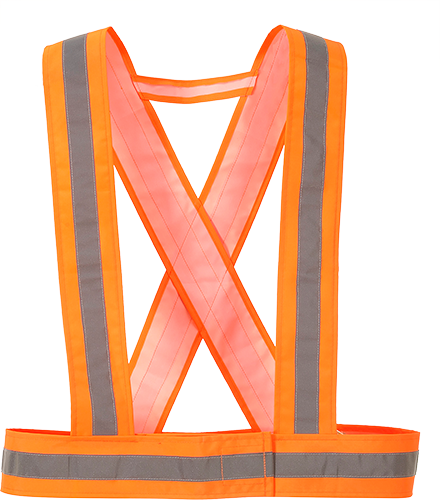 Baudrier hi-vis orange HV55 - bande réfléchissante, fixation réglable et tissu PVC polyester EN 13356_0