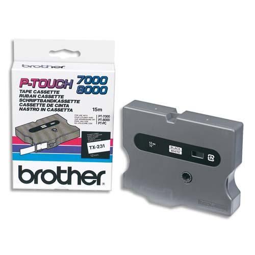Brother cassette ruban tx noir/blanc 12mmx15m tx231pour p-touch 7000/8000/pc_0