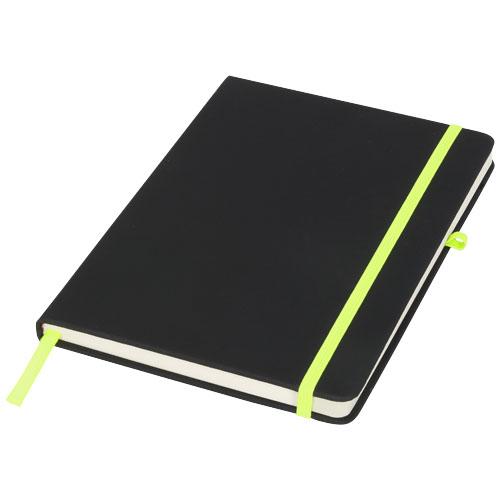 Carnet de notes M Noir - couverture douce en PU, 96 feuilles lignées, fermeture colorée_0