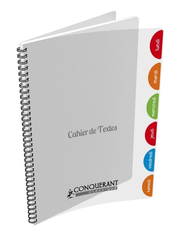 CONQUERANT Lot de 10 Cahier de Textes Classique PP reliure intégrale 17x22, 124p./62 feuilles 90g/m², EDT, incolore - 3020120056876_0