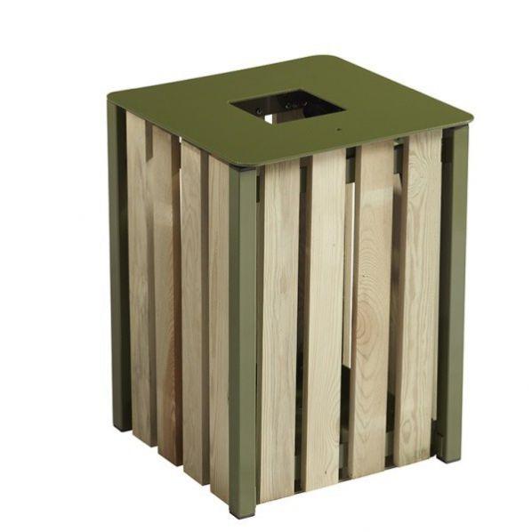 Corbeille carrée EDEN 50 litres Vert olive_0