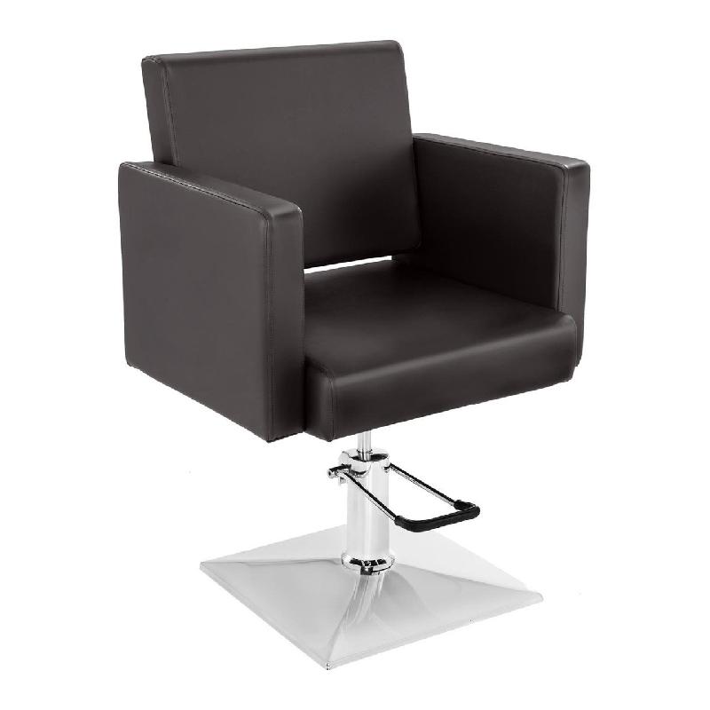 FAUTEUIL DE BARBIER ACIER SYNTHÉTIQUE PIVOTEMENT SUR 360° MARRON 14_0001635_0