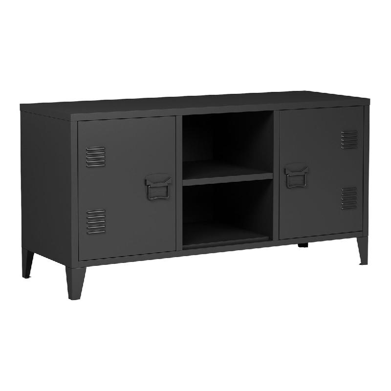 Helloshop26 - Meuble TV support télévision salon étagère avec 2 portes 58 x 113 x 40 cm noir 03_0010068 - 3000225018894_0