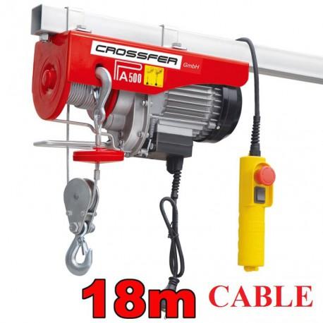 Palan électrique 500A Crossfer - 220V - 250 à 500kg avec câble acier 18m_0