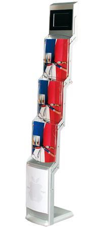 Porte-brochure pliable en aluminium - 3 bacs A4 en plexi avec écran LCD 7 pouces intégré et personnalisation_0