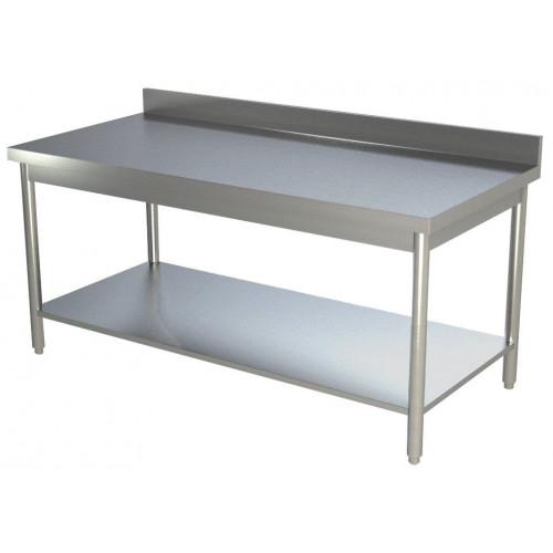 TABLE DE TRAVAIL ADOSSÉE EN INOX AVEC ÉTAGÈRE 800 X 2000 MM