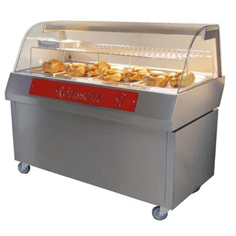 Vitrine de présentation sur meuble à roulette inox 4 bacs GN 1/1 (Couleur: Rouge Réf - MAPHOT1410R-3003-rg-12)_0