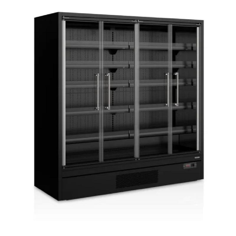 Vitrine noire réfrigérée 3m1 positive pour supermarché 4 portes -1 à +5 °c - 1995x750x2005 mm - GALAXY+ GP20FGD BLACK_0