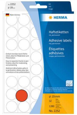 Étiquette/pastille de couleur rouge Ø 19 mm - 1280 étiquettes - Référence 2252_0