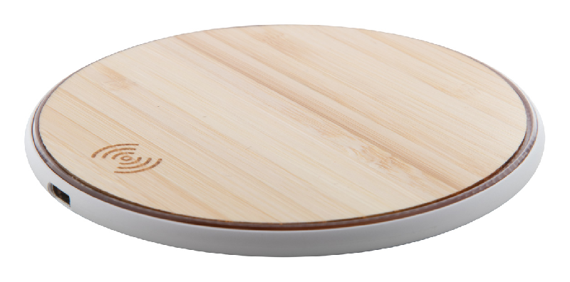 Chargeur USB sans fil 10W avec boîtier en bambou - couleur naturelle_0