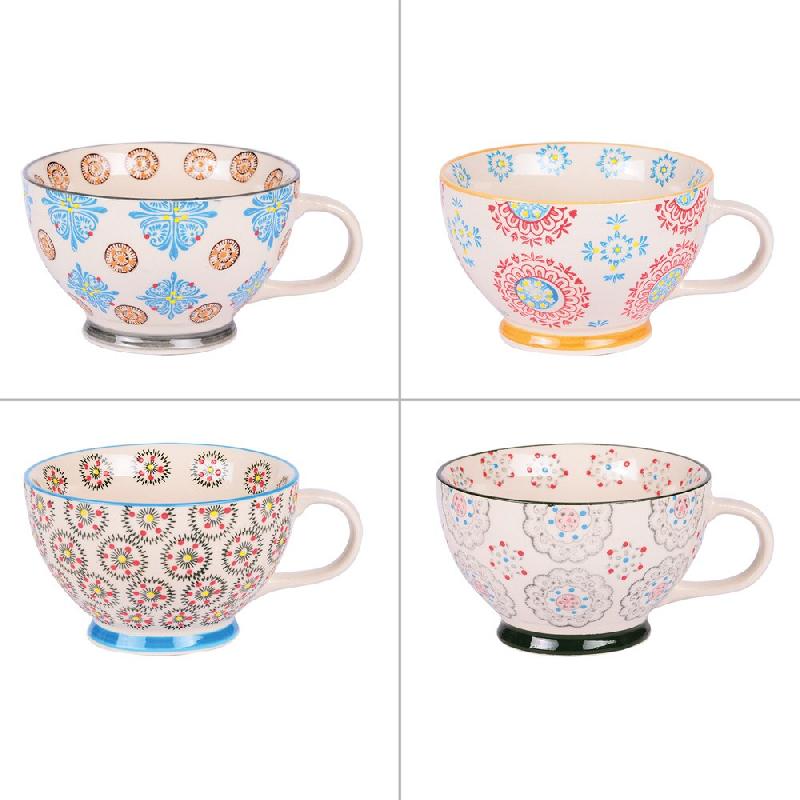 Coffret de 4 déjeuners Bohème 32 cl -  Multicolore Rond Grès Table Passion - multicolore Grès 3106232380655_0