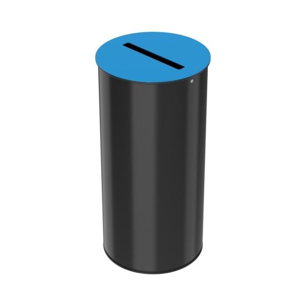 Corbeille de tri sélectif 50 litres - Neotri - Couvercle bleu ciel - Acier poudré anti-UV_0