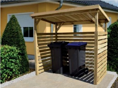 D-WE-663.2611.00.01 - Abri multifonction en bois autoclave - 5 stères, poubelles - 264x114x204 cm_0