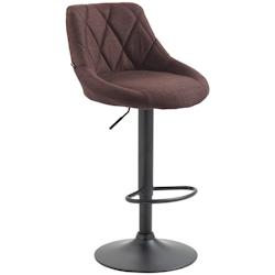Décoshop26 - Tabouret de bar chaise haute x 1 avec coutures décoratives assise en tissu marron pieds métal noir 10_0005087 - marron 3000252454900_0