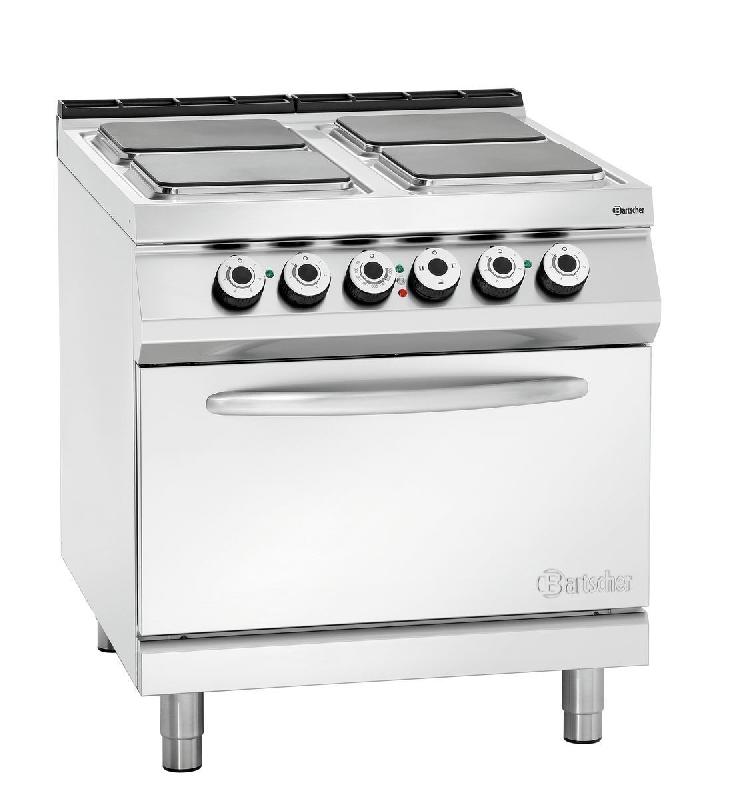 Fourneau électrique 900 Master - 4 plaques 4 kW avec four GN 2/1 - L800 x P900 x H900-950 mm - Bartscher_0