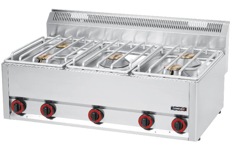 Fourneau gaz à poser 5 feux - Plaque inox AISI 304 - 4500W - Casselin C6FOG5FL99_0