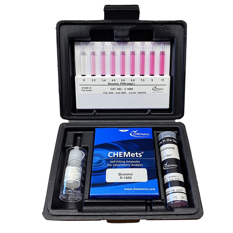Kit d’analyse visuelle du Brome 0-2.2 & 0-11 ppm, type : CHEMets 30 ampoules, marque Chemetrics - Ref.: NBQ001_0