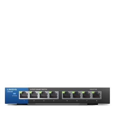 Linksys LGS108 Non-géré Gigabit Ethernet (10/100/1000) Noir, Bleu_0