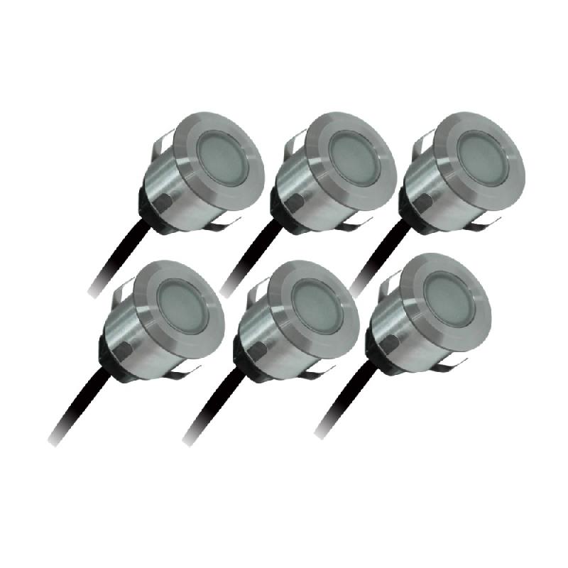 Lot de 6 spots extérieurs encastrables 4.5W - 3000K - 6x15lm - Ø35 - Inox - Patio_0